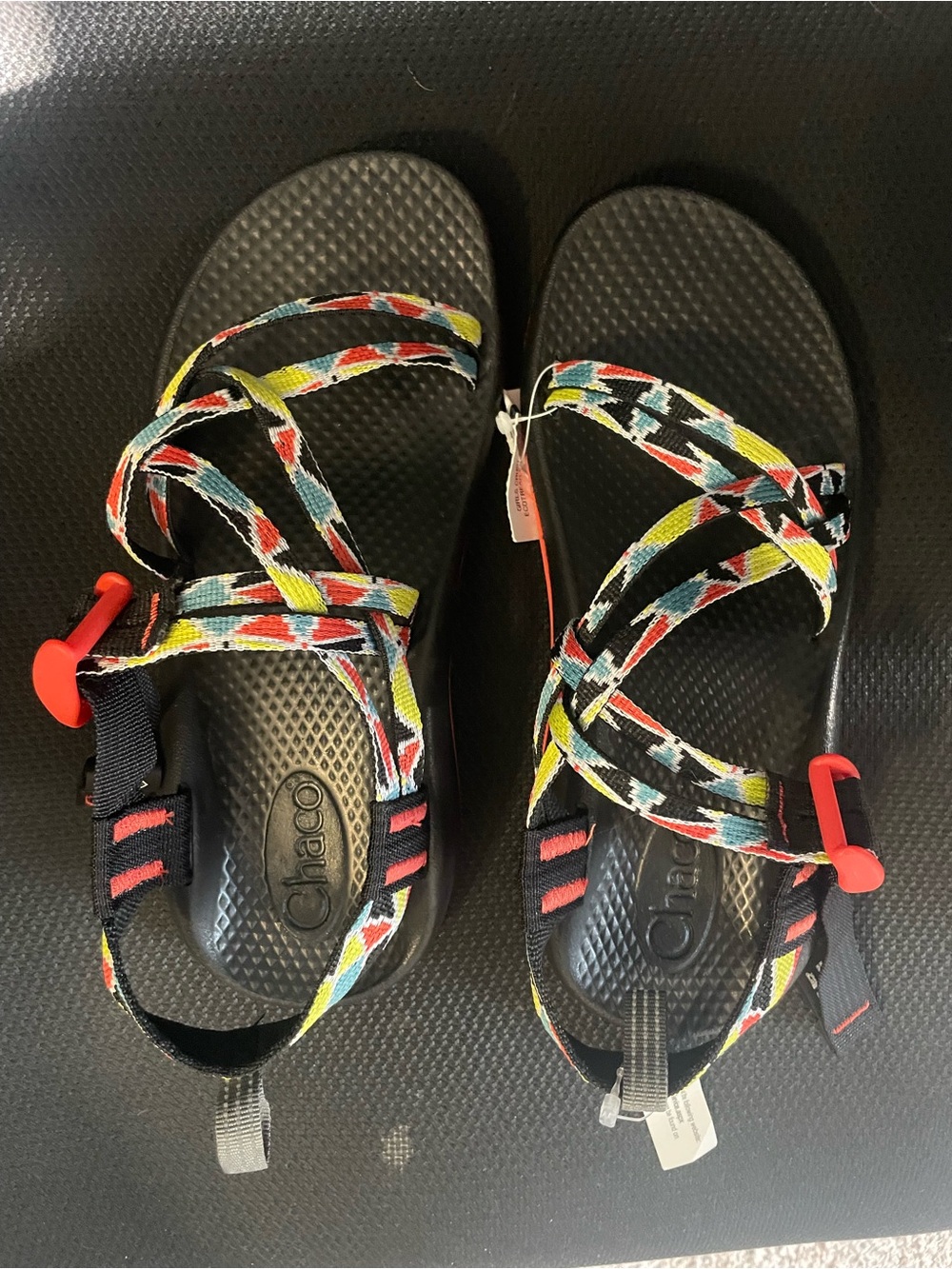 Chaco Kids Multicolor Patterned Strap Sandals with Black Footbed